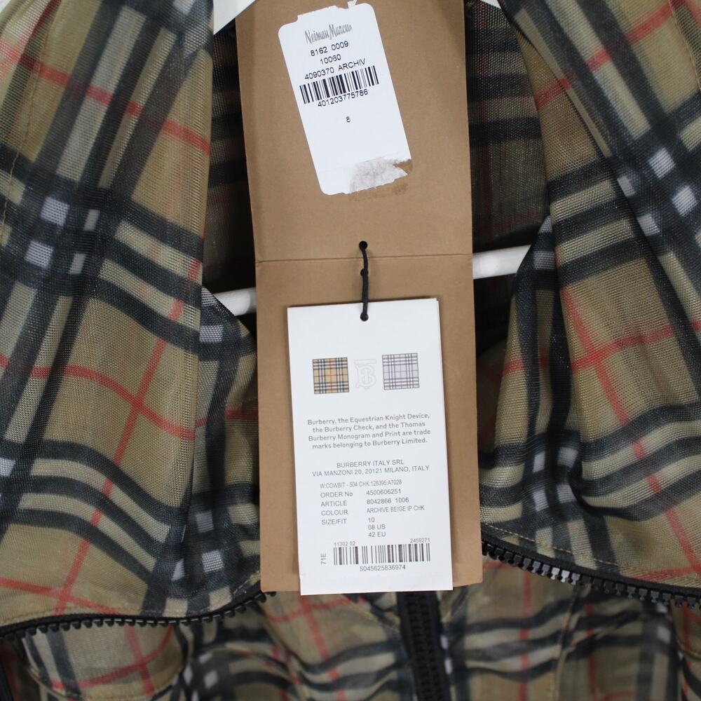Burberry Nova Check Mesh Plaid Transparent Long Jacket - Picture 15 of 16